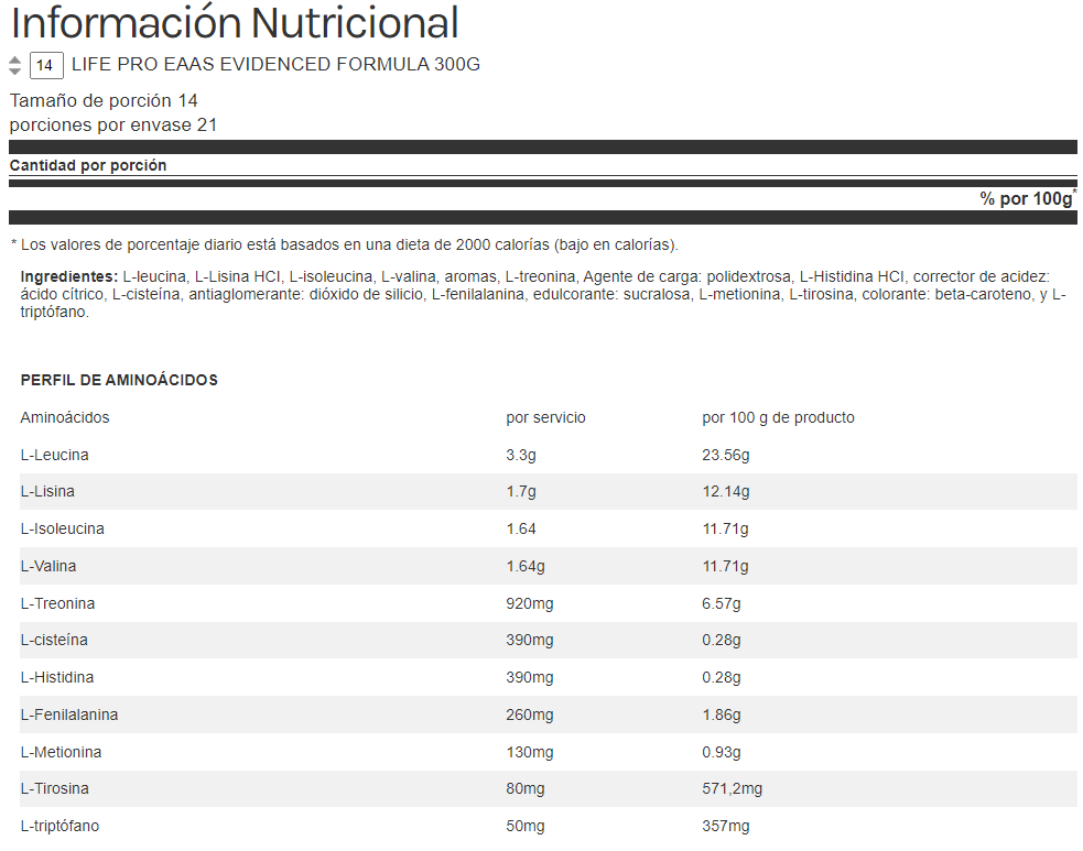 Life Pro EAAS Evidenced Formula 300g