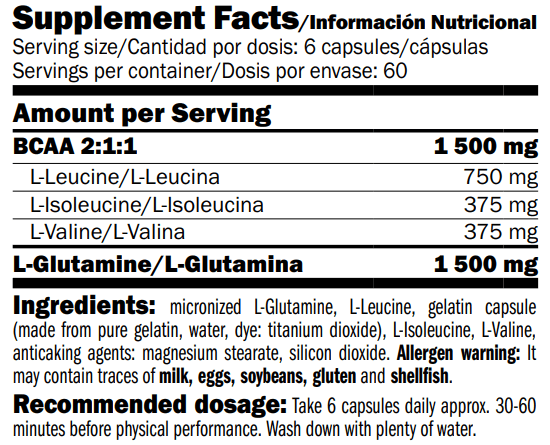 Bcaa Glutamina 360 Cápsulas