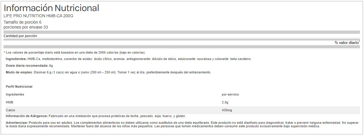Life Pro Nutrition || Hmb-Ca 200g