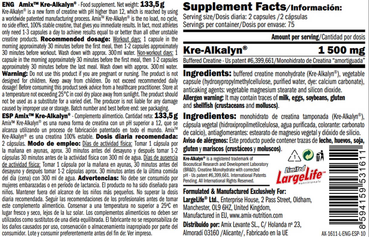 Kre-Alkalyn 120 + 30 cápsulas gratis