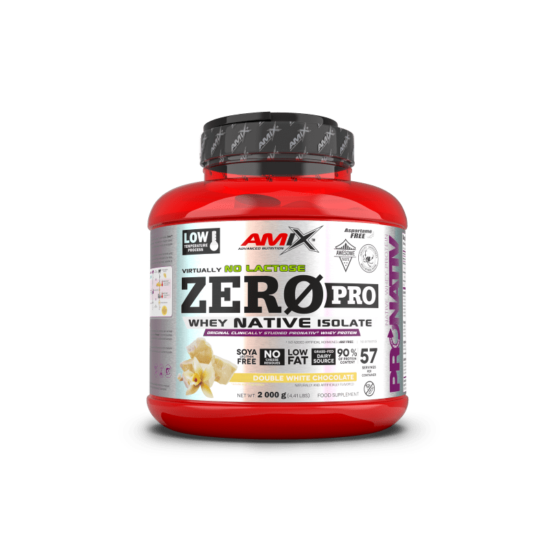 ZeroPro whey native isolate no lactosa amix pronativ doble chocolate blanco