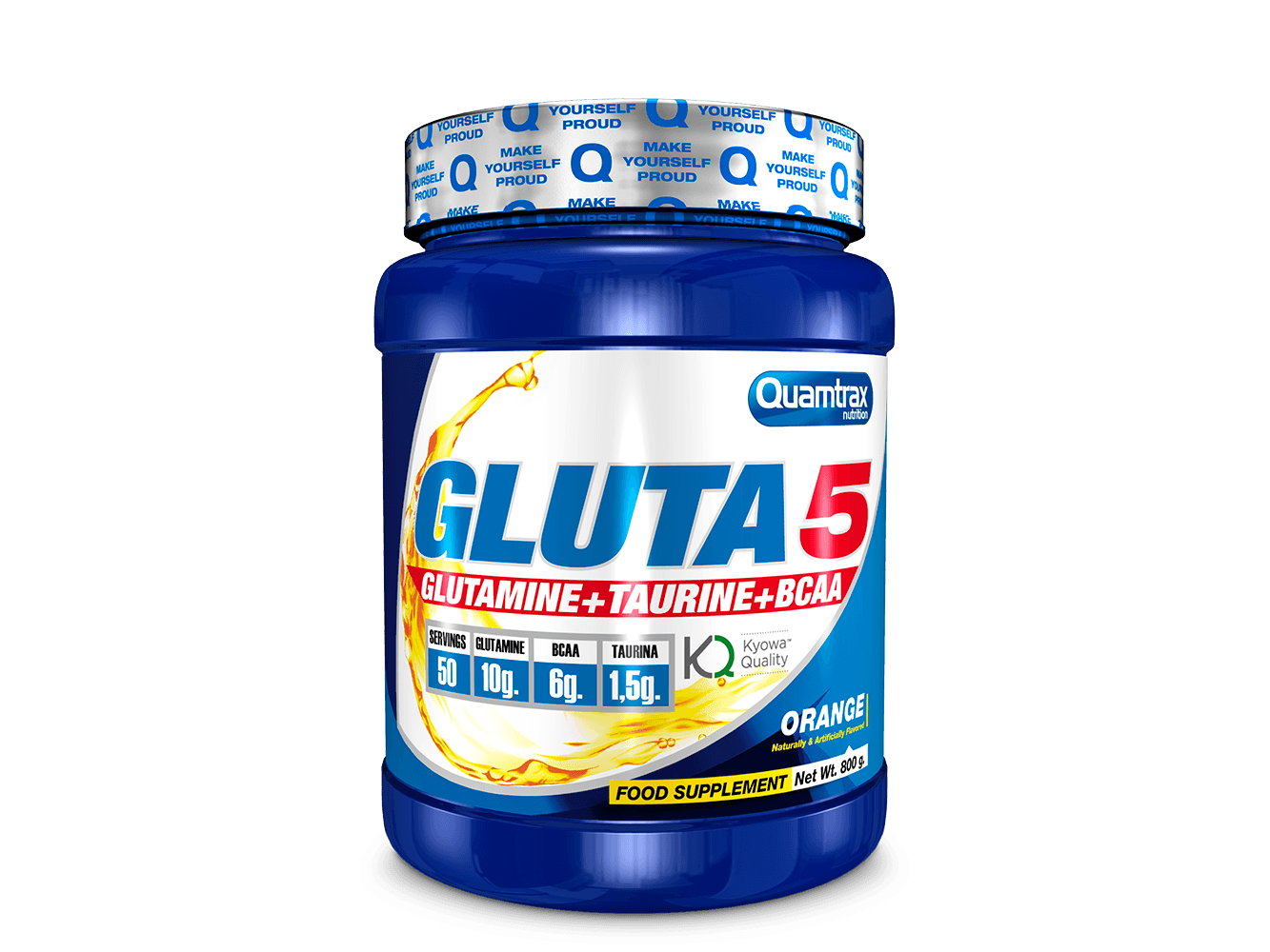 Gluta 5 glutamina taurina bcaa quamtrax naranja