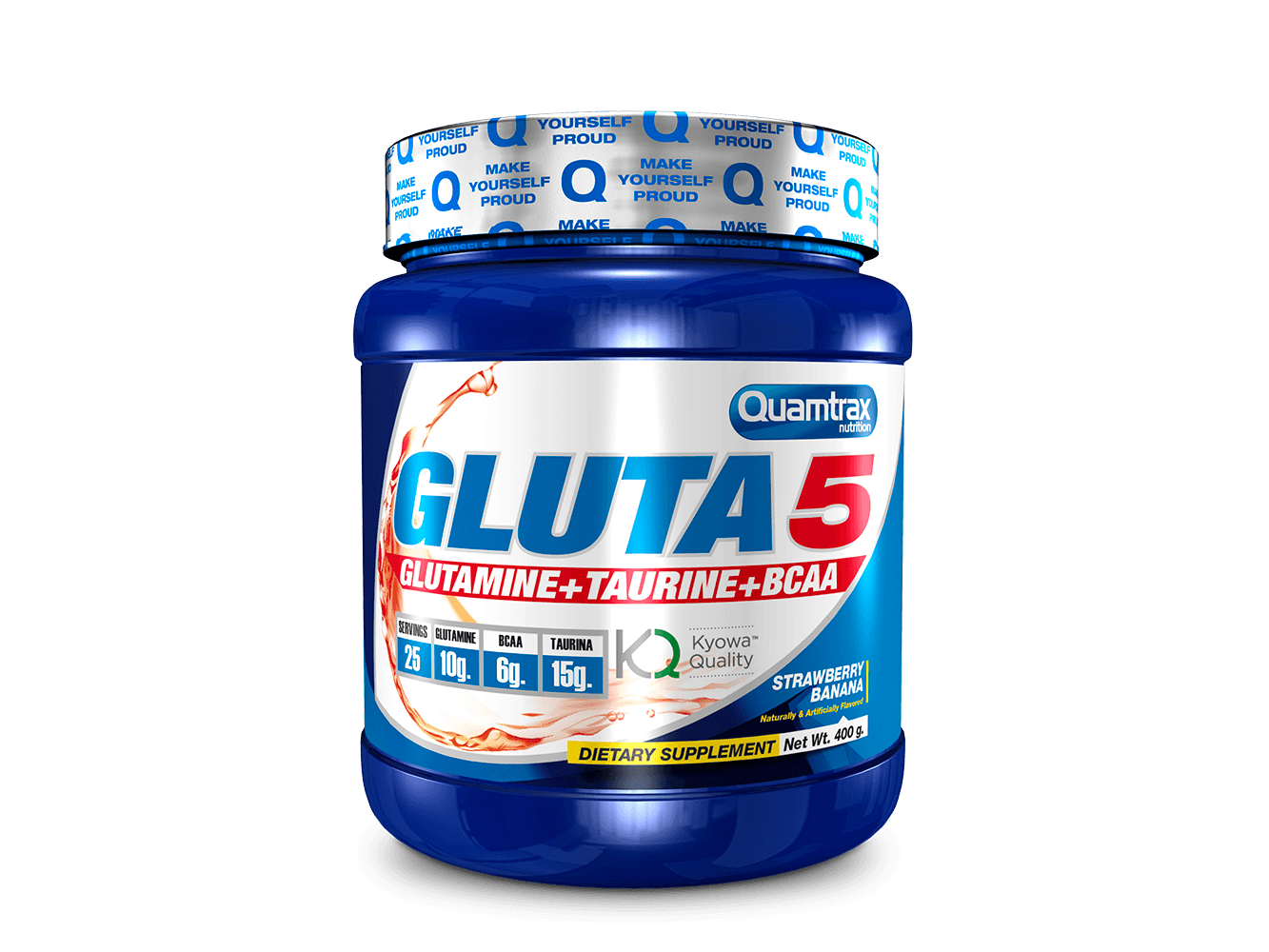 Gluta 5 glutamina taurina bcaa quamtrax fresa plátano