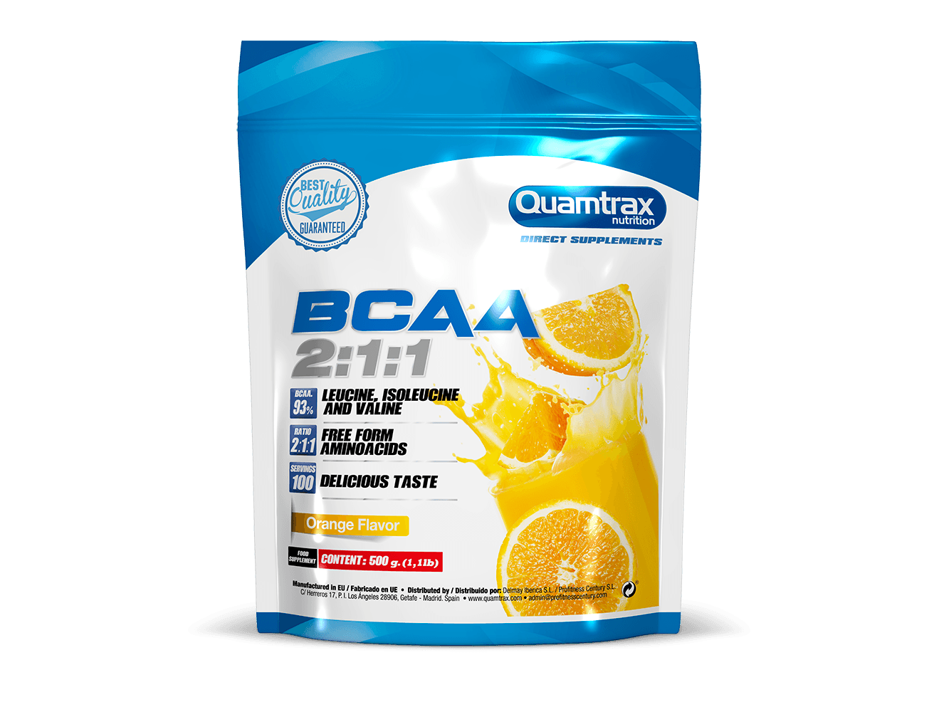 BCAA 2:1:1 aminoácidos quamtrax naranja