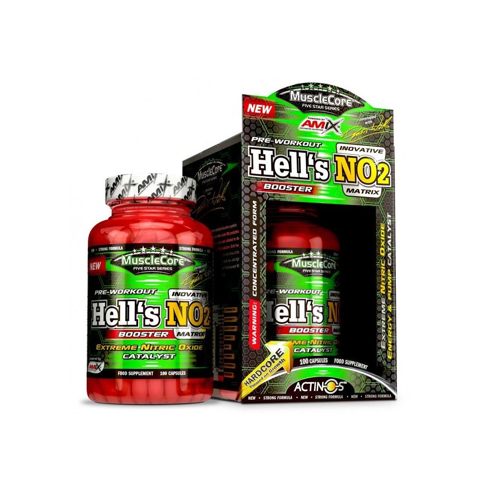 Pre entreno workout hell's no2 óxido nítrico musclecore amix