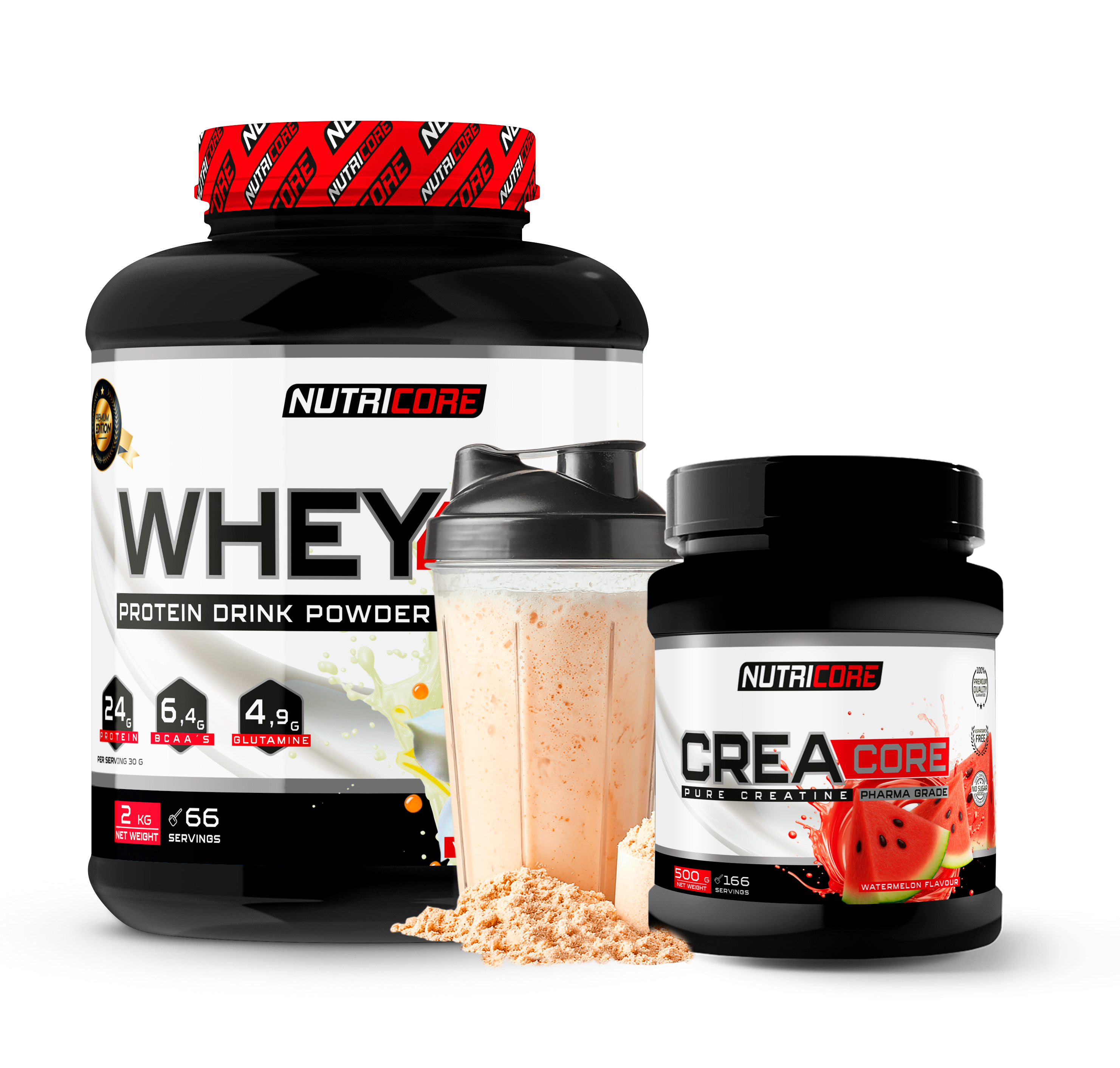 PACK WHEY PREMIUM 2KG + CREATINA 200Mesh 500g NUTRICORE
