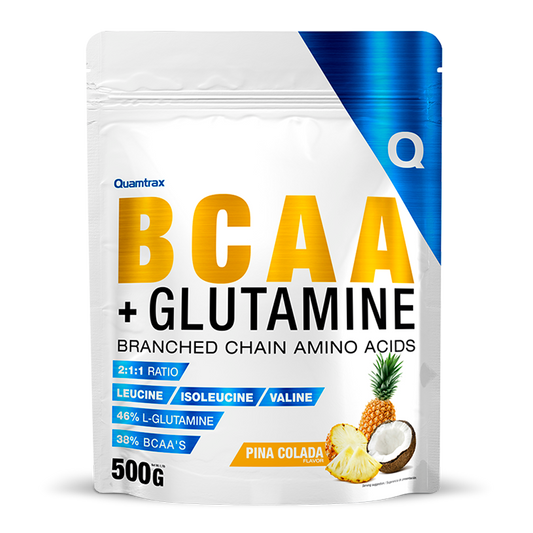 BCAA + Glutamina quamtrax 500g leucina isoleucina valina